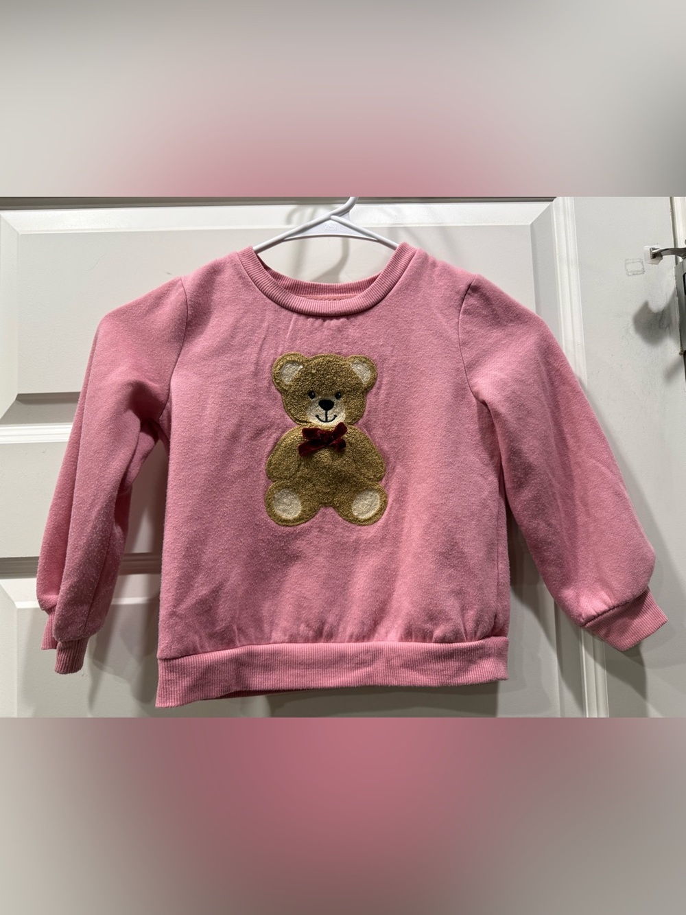 Kate Mack Pink Sweatshirt with Teddy Applique and Bow